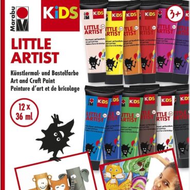 KiDS Little Artist Paint and Craft Paint Set, 12 x 75 ml, веган, изсъхва бързо, нетоксичен, за деца от 3 години